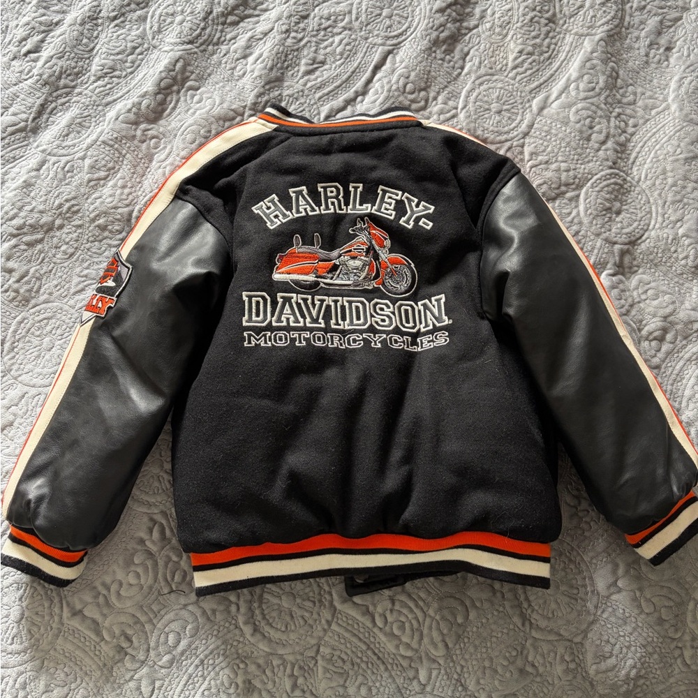 Harley-Davidson Black, Orange & Cream Motorcycle Letterman Jacket